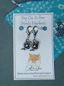 Pop On A Few "Charming" - 5mm Lobster Clasp Stitch Markers, Silver Teapots