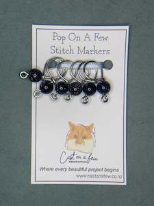 Pop On A Few "Precious" - 9mm Stitch Markers, Deep Blue Goldstone Beads