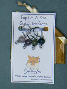 Pop On A Few "Precious" - 9mm Stitch Markers, Blood Agate Stone Beads