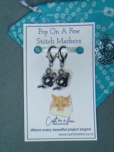 Pop On A Few "Charming" - 5mm Lobster Clasp Stitch Markers, Silver Teapots