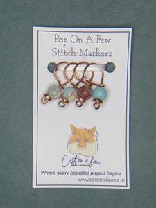 Pop On A Few "Precious" - 9mm Stitch Markers, Blue Shoushan Stone Beads