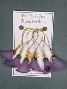 Pop On A Few Stitch Markers: Pop On A Few "Charming" - 20mm Stitch Markers, Lucite Lilies with Glass Beads