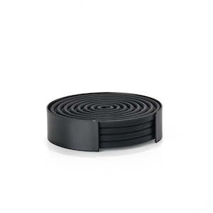 For Him: ZONE RIBBED COASTERS BLACK SET 4