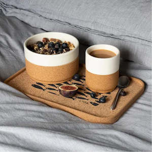 Serveware: CORK TRAY GREY FISH