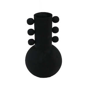 Vases: TEXTURED IRON VASE BLACK 30CM