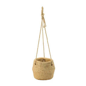 Planters: HANGING CEMENT BASKET PLANTER