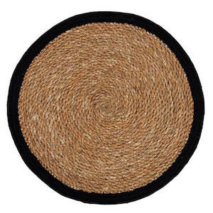 Table Linen: JUTE ROUND PLACEMAT NATURAL BLACK