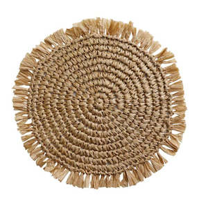 Table Linen: FRINGE ROUND PLACEMAT NATURAL