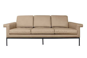 LORENZO 3 SEATER SOFA BEIGE LEATHER