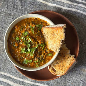 Dairy Free: Moroccan Kumara, Green Lentil & Spinach Soup