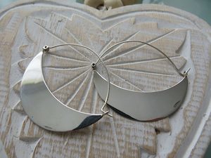 Silver Crescent Earrings - Exudy Art for Living