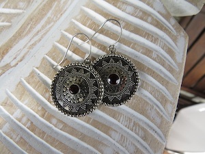 Products: Sombrero Earring with Garnet Stone Centre - Exudy Art for Living