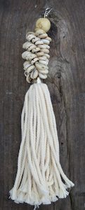 Natural Cowrie Shell and Tassel Keyring - Exudy Art for Living