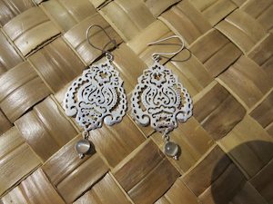 Large Ornate Silver Earrings with Moonstone - Exudy Art for Living