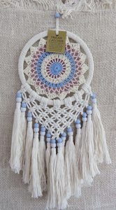 Products: Round Pink,White and Blue Dreamcatcher - Exudy Art for Living