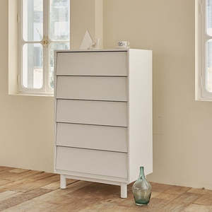 MORVEN 5 Drawers Tallboy - Cream White