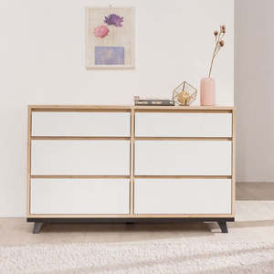 FRANCIS 6 Drawers Lowboy - Acacia & White