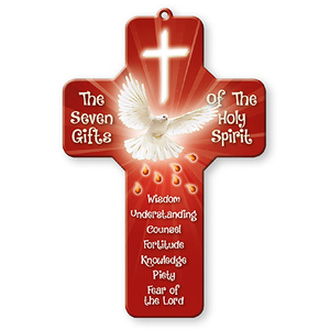Crucifix: Confirmation Cross , Seven Gifts 18cm Family Life Catholic Gifts