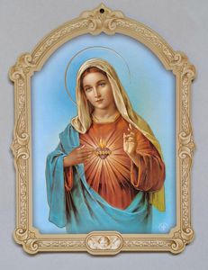 Blessed Mother: Immaculate Heart of Mary – Wooden Plaque Baroque Style Family Life Catholic Gifts