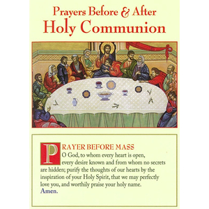 Prayers Before and After Holy Communion Four-fold wallet card Family Life Catholic Gifts