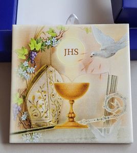 Combined Sacraments Plaque – First Holy Communion/Confirmation Family Life Catholic Gifts