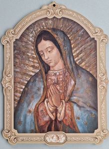 Beautiful Our Lady Guadalupe – Baroque Style Wooden Plaque Family Life Catholic Gifts