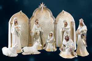 Lovely White Nativity with Stable Effect, SPECIAL Family Life Catholic Gifts