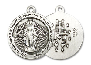 Miraculous Medal – Round Sterling Silver (20mm Diameter) Family Life Catholic Gifts