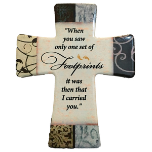 Footprints Porcelain Prayer Cross Family Life Catholic Gifts