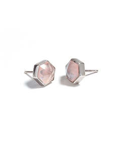 Earrings: Rose Quartz Silver Studs