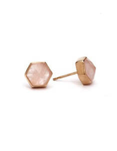 Earrings: Rose Quartz Gold Studs