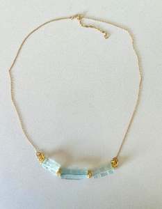 Limited Edition: Raw Aquamarine Gold Triple Necklace Gold - 2