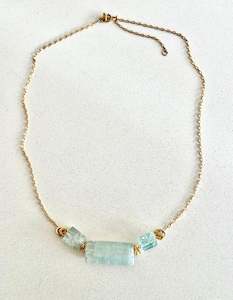 Raw Aquamarine Gold Triple Necklace Gold - 1
