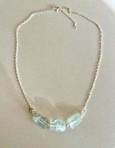Raw Aquamarine Silver Triple Necklace -1