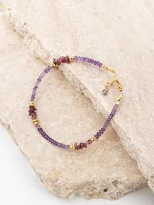 Limited Edition: Amethyst & Pink Tourmaline Gold Bracelet