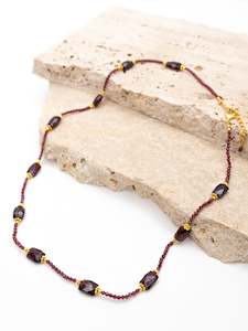 January: Garnet Gold Necklace