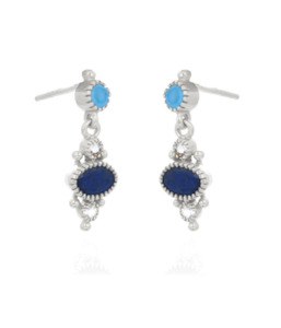 Lapis: Lapis & Turquoise Silver Amer Drops
