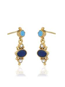Lapis: Lapis & Turquoise Gold Amer Drops