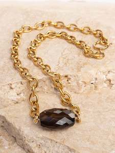 Smokey Quartz: Smokey Quartz Gold Mini Chunky Choker