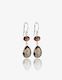 Garnet and Smokey Quartz Silver Earrings