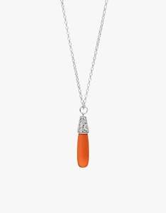 Carnelian Engraved Silver Necklace