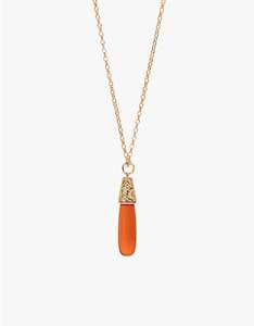 Carnelian Engraved Gold Necklace
