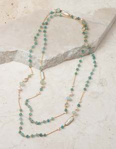 Aquamarine March: Aquamarine, Apatite & Pearl Gold Necklace