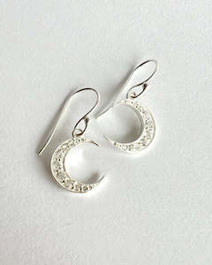 White Topaz Moon Silver Sample Earrings