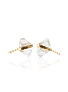 April Diamond: Herkimer Diamond Gold Studs
