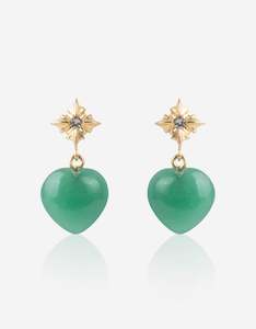 April Diamond: Green Aventurine Gold Heart Earrings