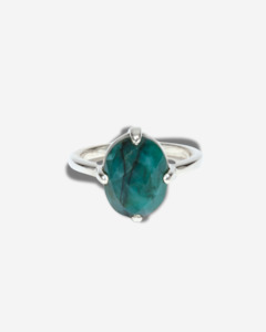 May Emerald: Emerald Silver Oval Ring