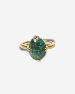 Emerald Gold Oval Ring