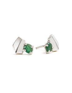 Emerald Silver Studs