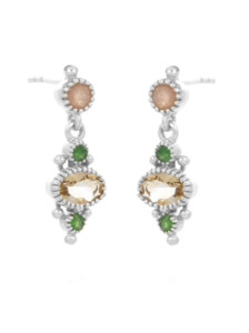 November Citrine: Rose Quartz, Green Aventurine & Citrine SIlver Amer Drops